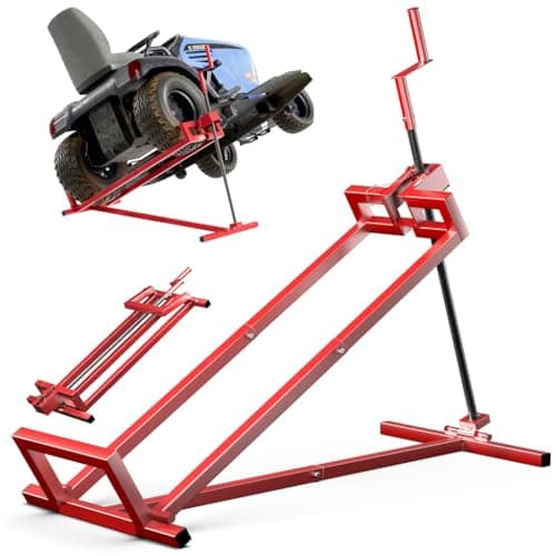 Image of VOUNOT Ride on Mower Jack Lift, Telescopic Maintenance Jack for Lawn mowers and Garden Tractors, Weight Capacity 400kg, Red