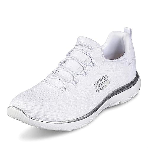 Image of Skechers Women's Summits Fast Attraction Trainers,White Mesh Silver Trim,4 UK