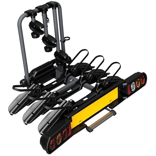Image of Peruzzo - Pure Instinct hitch bike carrier - Transport 3 bikes (60kg Max) - Fat Bike compatible - Tilt with pedal - Key lock cable included - Assembled and foldable for easy storage