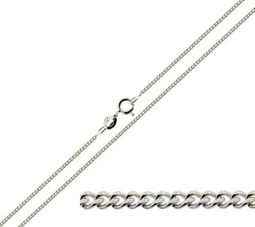 Image of Christopher James of London CJoL - Solid 9ct White Gold 22" (56cm) 1.1mm Wide Diamond Cut Curb Chain In Gift Box - 1.7g