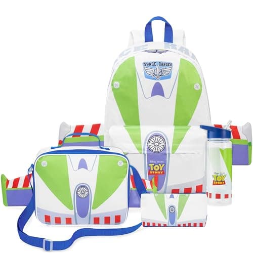 Image of Get Trend Disney Toy Story Boys Backpack Set, 4 Piece Buzz Lightyear School Bag with Insulated Lunch Bag, Pencil Case and BPA Free Water Bottle 570ml, Kids Sports Travel Rucksack (Multi Buzz)