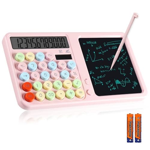 Image of HIHUHEN Calculator with Writing Pad - Solar & Battery Dual Power Supply - 12-Digit Large Display Calculator for Business and Office Use (HY-G6)