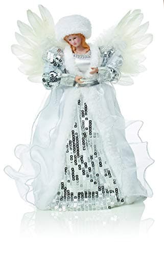 Image of Silver & White 30cm Christmas Tree Top Fairy Angel House Decoration Ornament by Premier