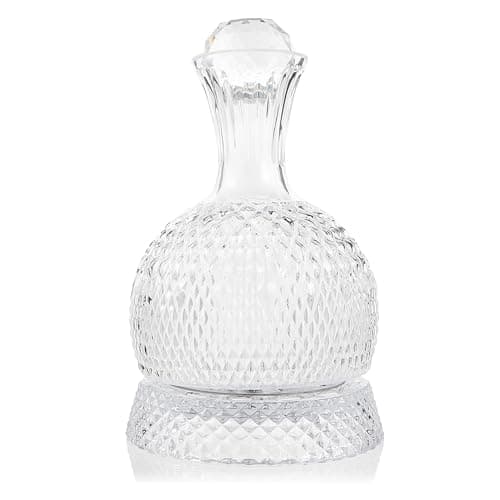 Image of Lvpradior Crystal Glass Wine Decanter, 360° Rotating Relief Red Wine Aerator Dispenser Pourer, 1.5L Hand Blown Lead-Free Crystal Wine Decanter, Luxury Gift Make Wine Taste Smoother (Style 2)