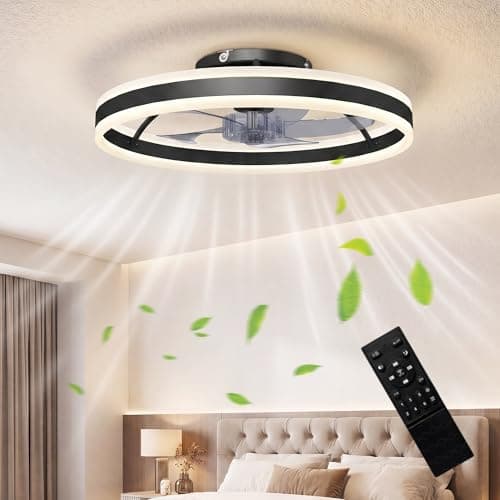 Image of HOMCOM Ceiling Fans with Lights and Remote & App Control, 50 cm Modern LED Ceiling Fan Light with 3 Colour Temperatures, 6 Speed, Dimmable, Timer Quiet Reversible DC Motor, for Bedroom, Black