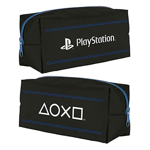 Image of PlayStation Zip Up Pencil Case (Pinstripe Dark Design) - Official Merchandise