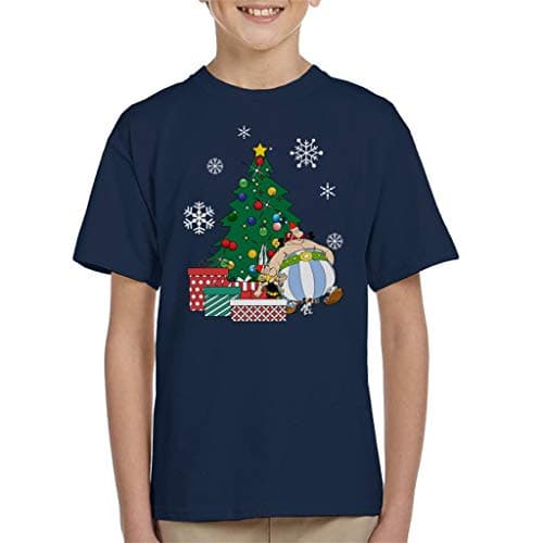 Image of Cloud City 7 Asterix and Obelix Around The Christmas Tree Kid's T-Shirt Navy Blue