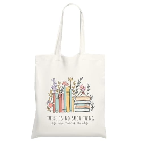 Image of Cunegra Canvas Book Tote Bag for Women, Book Lover Gifts Cute Cotton Book Bag Totes Reading Gifts for Librarian Bookworm, Foldable Grocery Bag for School Work Shopping Reusable