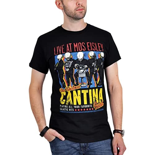 Image of Star Wars Cantina Band T-Shirt Black Men's Fun Shirt Mos Eisley Baumw Black - S