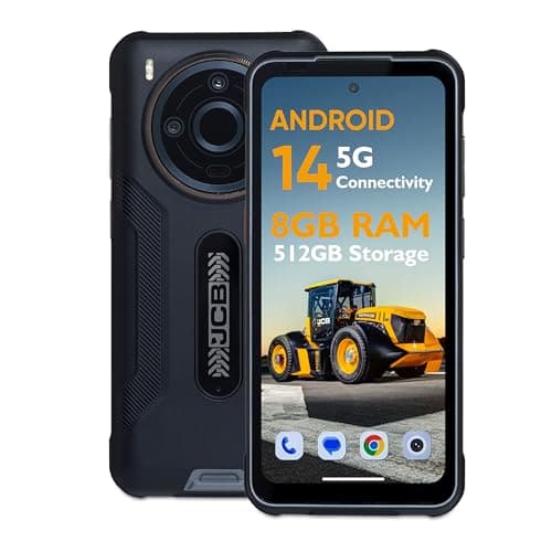 Image of JCB Toughphone MAX M20 Rugged 5G Smartphone, Android 14, 64MP Triple Camera, 9,800mAh Battery, 512GB+8GB RAM, IP69K Waterproof, Night Vision, 6.6” FHD+120Hz Display, Military Standard, Dual SIM, NFC