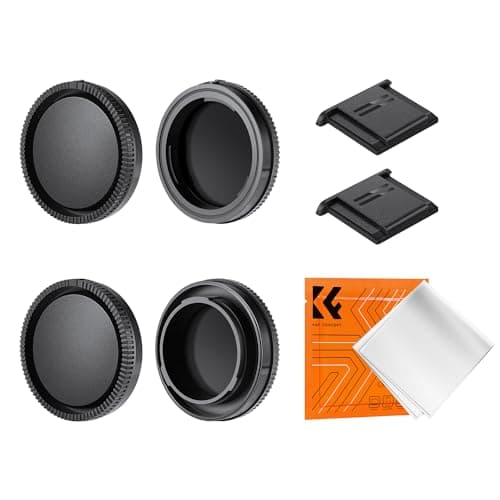 Image of K&F Concept Body Cap + Rear Lens Cap Compatible with Sony E Mount Lenses, NEX, A6700, A6000, A7, A1, A9 etc Black (2-pack)