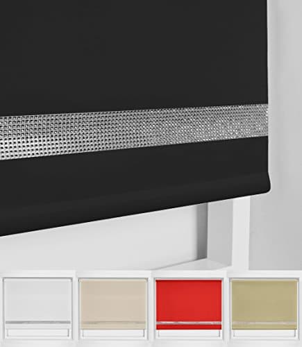 Image of ROLLER BLINDS - DIAMANTE Diamante edge Roller Blind - Dim out - Multiple sizes And Colours (90cm, White)