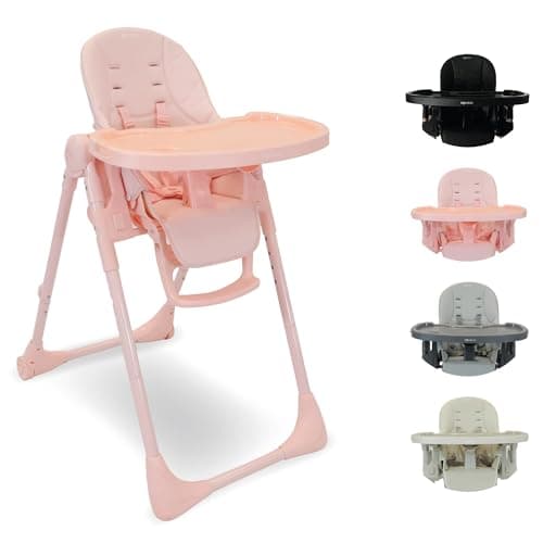 Image of My Babiie MBHC9 Highchair from Birth – Newborn to 3 Years (15kg), Adjustable, 5 Recline Positions, 7 Height Settings, Removable Tray, Padded Seat, Foldable, Chair for Baby & Toddler – Pink