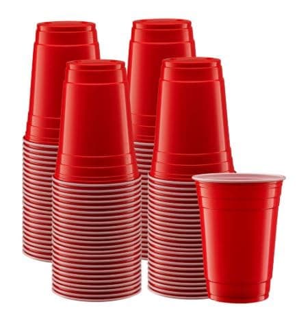 Image of Hot n Fresh 50 x Red Plastic Cups 16oz 473ml Strong Reusable Drinking Cups for Parties BBQ Weddings Catering Picnic Beer Pong American Style Tumblers
