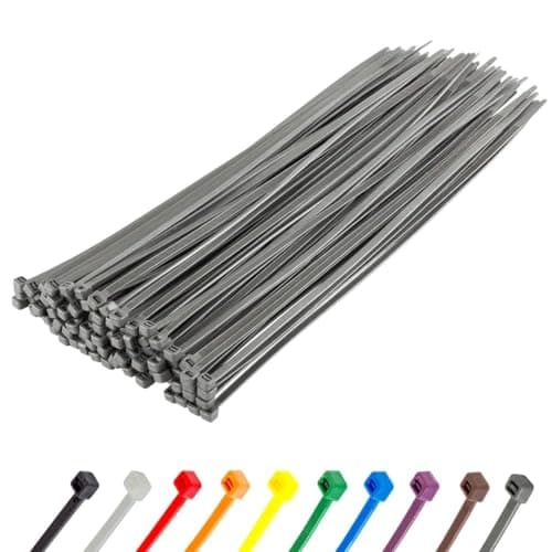 Image of Gocableties Silver Cable Ties, 300mm x 3.6mm, Pack of 100, 12” Premium Nylon Zip Ties, Multi-Purpose Plastic Tie Wraps, Secure Self-Locking Mechanism, for Home, Garden, Office and DIY