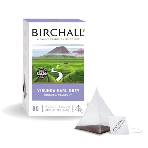 Image of Birchall Tea Bags, Virunga Earl Grey Tea, Afternoon Black Tea Bursting with Full Flavour, 80 Plant-Based Prism Tea Bags