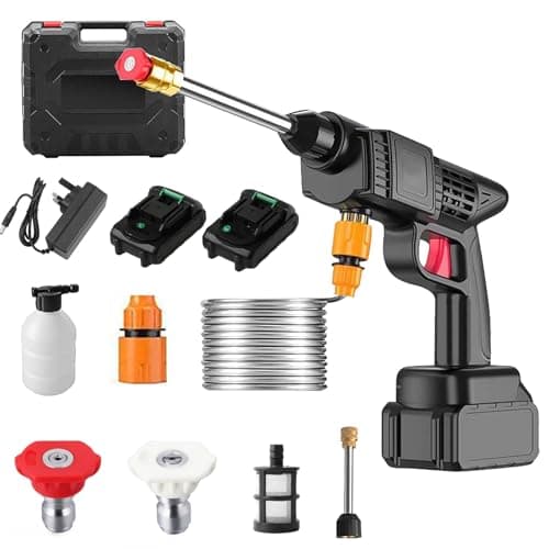 Image of Cordless Electric Washer, High-Pressure Pressure Spray Water Gun for Car Garden, 12V Cordless Washer Machine with Accessories Kit, Portable Water Spray Gun Cleaner for Car, Fence, Floor Cleaning