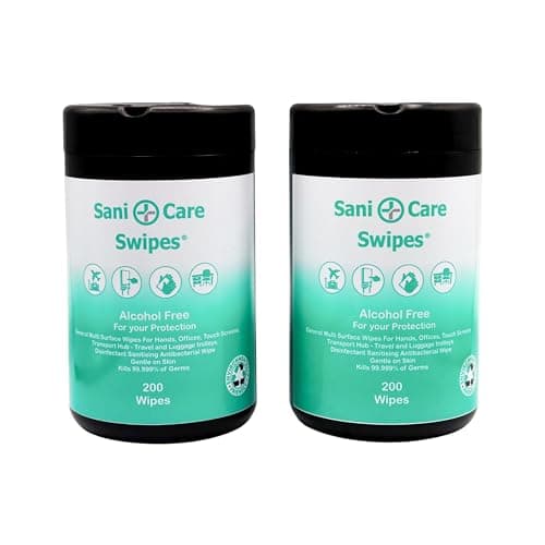 Image of Sani Care Swipes Premium Disinfectant Wipes for Surfaces - Pack of 400 - Multi-Purpose Wipes, Kills 99.99% of Germs, Travel-Friendly