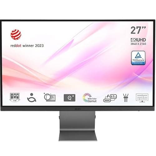Image of MSI Modern MD271UL 27 Inch 4K UHD Professional Productivity Monitor - 3840 x 2160 IPS Panel, Eye-Friendly Screen, 99% DCI-P3 / 139% sRGB Colour Gamut - 2 x HDMI 2.0b, DP 1.2a, USB Type-C (65W PD)