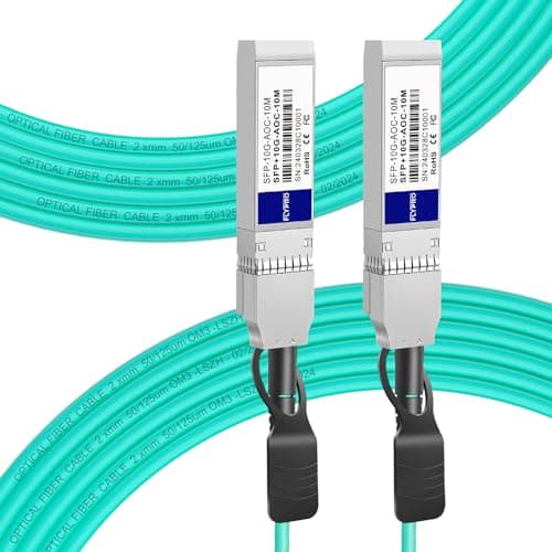 Image of FLYPROFiber- 10G AOC Cable, SFP+ to SFP+ Active Optical Fiber Cable, OM3 MMF Direct-Attach Fiber Assemblies with connectors for Cisco SFP-10G-AOC10M, Ubiquiti UniFi, Supermicro, 10M(33ft)