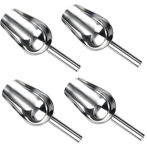 Image of 4PCS Ice Scoop, Scoops for Food Multi Use Shovel for Cafe Small Food Flour Scoop, Sweet Scoops Round Mouth Kitchen Sizes is 8.5 * 10.5 * 6.5 Centimeters (Silver)