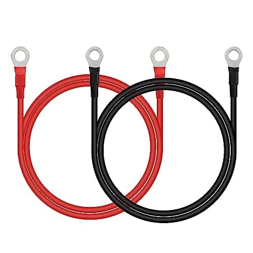 Image of CERRXIAN 3.3FT 12V/24V Battery Ring Terminal Connectors Cable,1 Pair M8 10AWG Car Battery Cable for Automotive, Marine, Solar,Solar,RV,Motorcycle