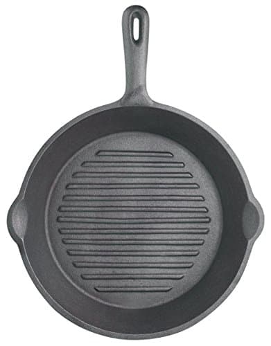 Image of KitchenCraft Ribbed Round Induction-Safe Cast Iron Griddle Pan, 24 cm (9.5"), Comes with a 15 Year Guarantee