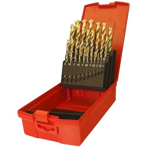 Image of Dormer 19 Piece HSS TiN Coated Jobber Drill Set in Rugged Blow Mould Case. Jobber Drills are Standard Length Drills and Ideal for Metal Work.