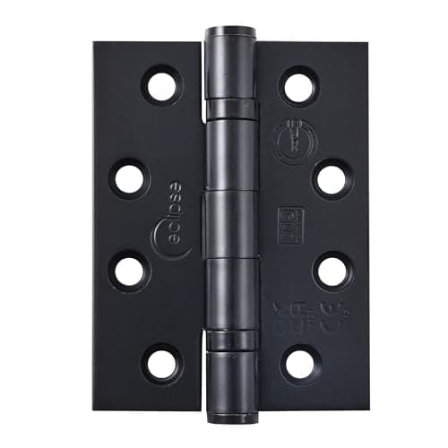 Image of Eclipse Steel Ball Bearing Door Hinges, 4 Inch 102mm, Grade 11, Fire Rated, One Pair & Screws (Matt Black)