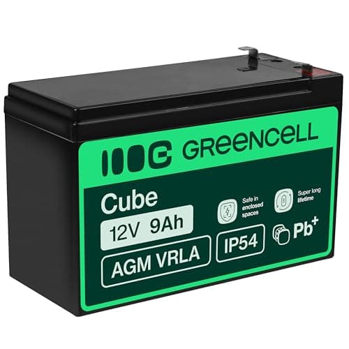 Image of Green Cell AGM 12 V 9 Ah VRLA Lead Battery Replacement Battery Gel Battery Cycle Resistant Unbemann UPS, UPS Emergency Power, UPS System, Backup Battery, Battery Backup