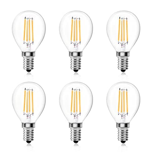 Image of Bonlux Dimmable E14 Bulb LED 4W E14 SES Golf Ball Filament Bulb Warm White 2700K, P45 G45 Mini Globe Small Edison Screw Light Bulb, 40W Equivalent, Vintage Clear Glass Small Round Light Bulb (6 Pack)