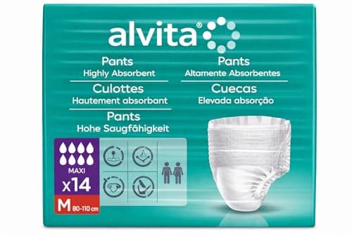 Image of Alvita Highly Absorbent Incontinence Pants – Adult Pull-Up Pants for Bladder Weakness, Leak Protection & Odour Control (Pack of 14) - Award Winning Briefs (Medium Maxi)