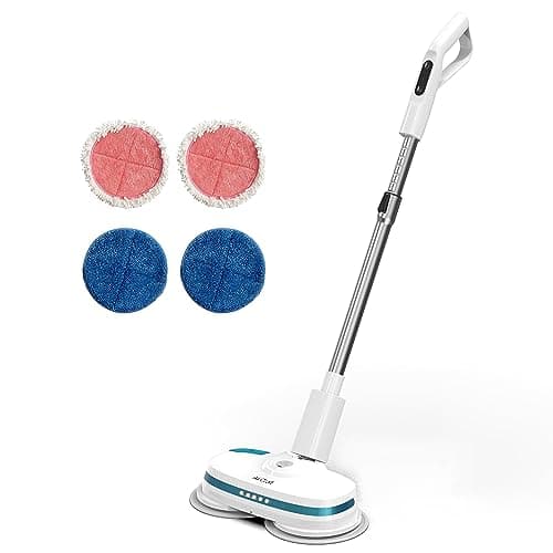 Image of AirCraft PowerGlide Cordless Rechargeable Hard Floor Cleaner and Polisher With 4 Cleaning Buffing Pads, Perfect for Wood, Tile, Laminate and Hard Floors, White