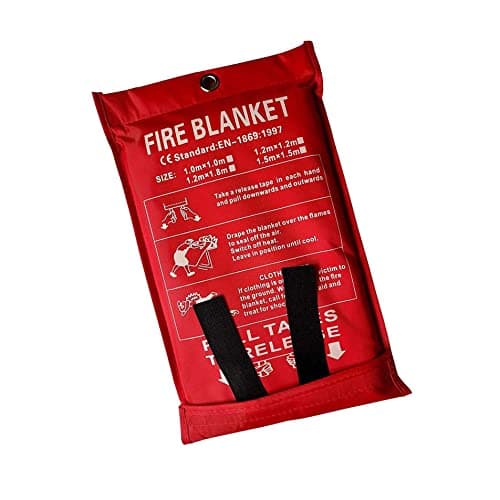 Image of Large 1x1M Fire Blanket – Easy to Deploy for Quick Emergency Fire Suppression at Home, in Kitchens, Offices, Garages, or Caravans