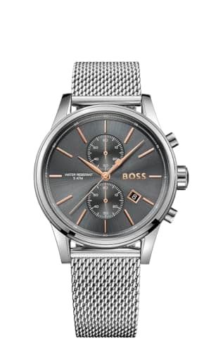 Image of BOSS Chronograph Quartz Watch for Men with Silver Stainless Steel Mesh Bracelet - 1513440, Steel/Grey