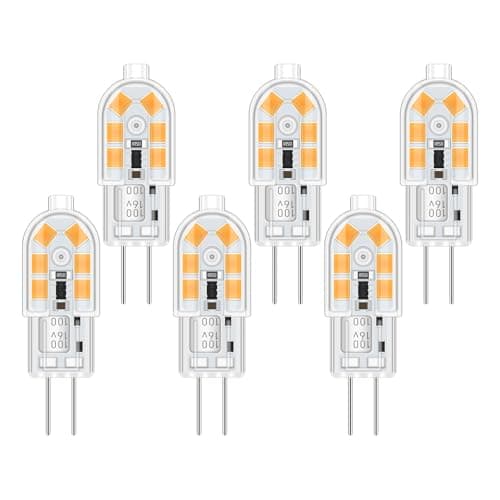 Image of Akynite Capsule G4 LED 2W 12V Light Bulbs Warm White 3000K 200LM, not dimmable, Bi Pin G4 10W 20W Halogen Bulbs Equivalent, AC DC 12V Bipin LED Bulbs for Under Cabinet Chandelier, 6pcs