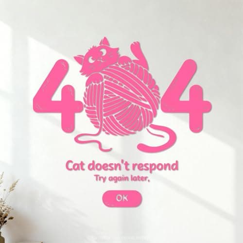 Image of Vinyl Art Sticker 404 Cat Doesn't Respond Try Again Later Ok 72x75.3cm Glass Stickers Pink