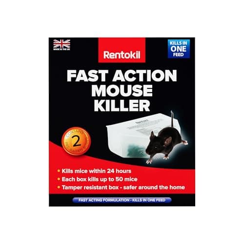 Image of Rentokil PSF135 Fast Action Mouse Killer Twin Pack - Highly Effective Indoor Rodent Bait Station for Quick and Efficient Elimination of Mice, Ready-baited, kills up to 50 mice per station