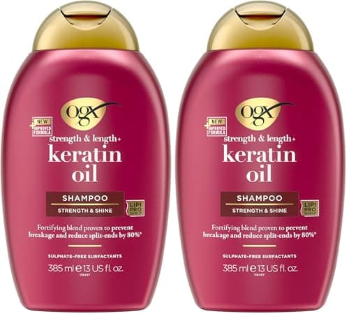 Image of OGX Strength and Length Keratin Oil Shampoo, 385ml, 97751 (Pack of 2)
