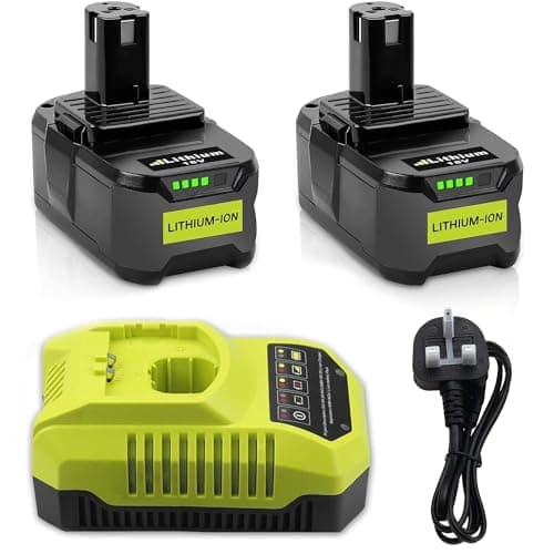 Image of 2X 18V P108 Replacement Battery for Ryobi + 4A Charger Compatible with Ryobi One+ Battery RB18L50 RB18L25 RB18L40 RB18L20 RB18L15 RB18L13 P102 P103 P104 P105 P106 P107 P108