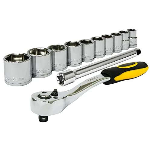 Image of Rolson 38652 3/8-Inch Ratchet Handle and Sockets - Black