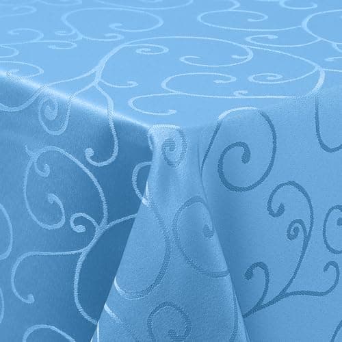 Image of Homaxy Table Cloth Rectangular 100x140 cm, Washable Polyester Jacquard Tablecloth, Dust-Proof Table Cover for Kitchen Dinning Indoor Decoration, Blue