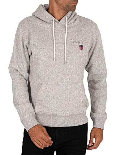 Image of Gant Men's D1. Medium Shield Hoodie Hoodie Not Applicable, Grey (Light Grey Melange 94), Xx-Large