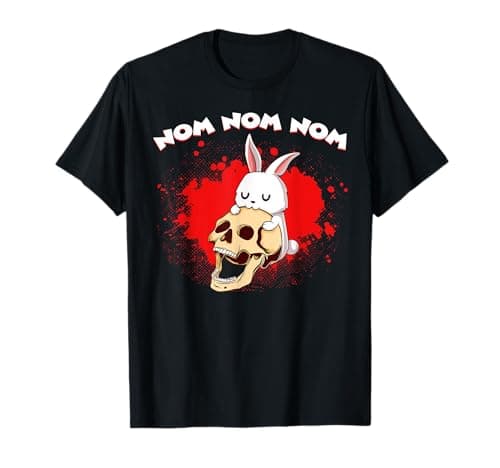 Image of Nom Nom Nom Eat Skull Head Bunny Rabbit Kawaii Anime Rodent T-Shirt