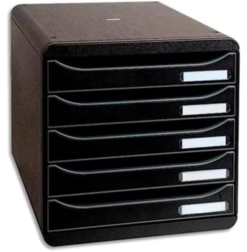 Image of Exacompta - Ref 309714D - BIG-BOX PLUS ECOBlack Desktop Drawer Set - 5 x 43mm Drawers, Suitable for A4+ Documents, 347 x 278 x 271mm, 100% Recycled Plastic - Black
