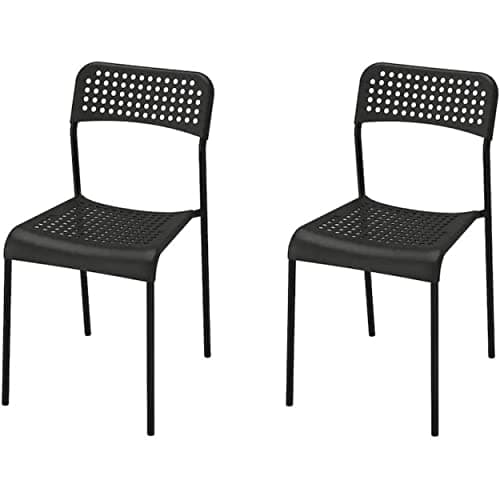 Image of Ikea ADDE Chair (Stainless Steel, Black, Pack of 2)