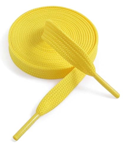 Image of VSUDO 39 Inches Golden Yellow Fine Weave Flat Shoe Lace for Sneaker, 5/16” Width Flat Sneaker Shoestring, Flat Sneaker Shoelace, Flat Shoe String for Running Athletic Shoe (1 Pair-Golden Yellow-100CM)