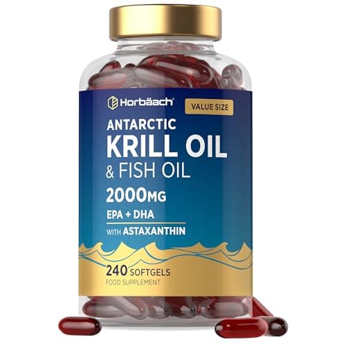 Image of Antarctic Krill Oil 2000mg | 240 Softgels (4 Month Supply) | with Omega 3 Fish Oil (EPA & DHA), Astaxanthin, and Phospholipids | High Strength Complex | By Horbaach