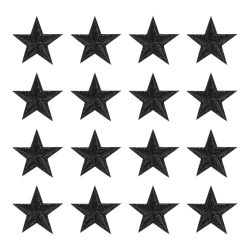 Image of sourcing map 16Pcs Iron on Star Patches, Sew on Star Embroidered Patches, Decorative Repair Patch Applique for DIY Crafts Backpacks Bags Hats Clothes, 29mm Black