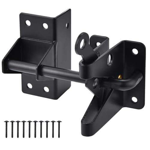 Image of Heavy Duty Automatic Gate Latch for Wooden Fences,Self Locking Metal Gates for Vinyl Fence Outswinging Pool Gate Door Latches, Black